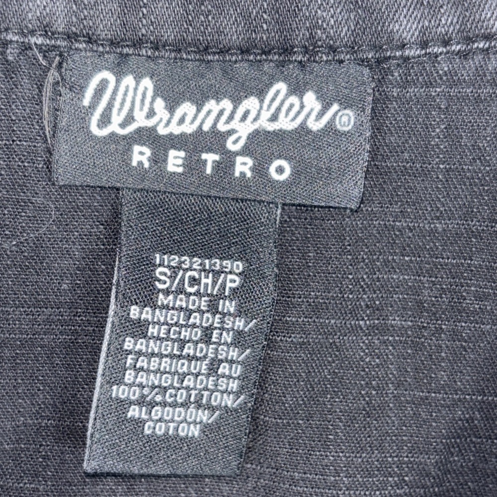WRANGLER‎ Retro Punchy Embroidered Black Cowgirl Denim Shirt Womens Small - Picture 3 of 8